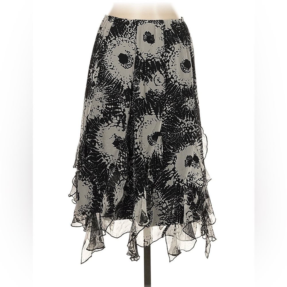 Bergamo Studio Silk Handkerchief Hem Ruffle Midi Skirt Abstract Whimsigoth 4 - Picture 2 of 7